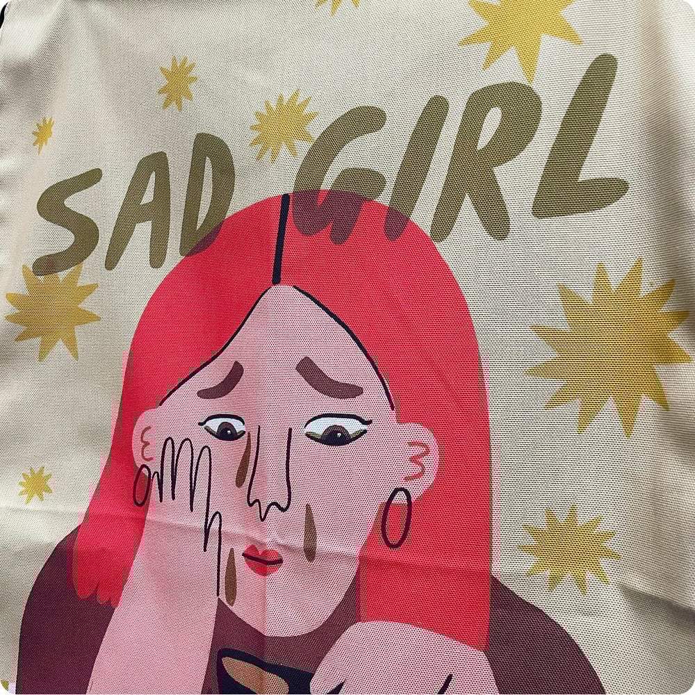 Image of Sad Girl Noodles Tea Towel