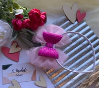 Image 1 of Large Pink Glitter Bow Headband