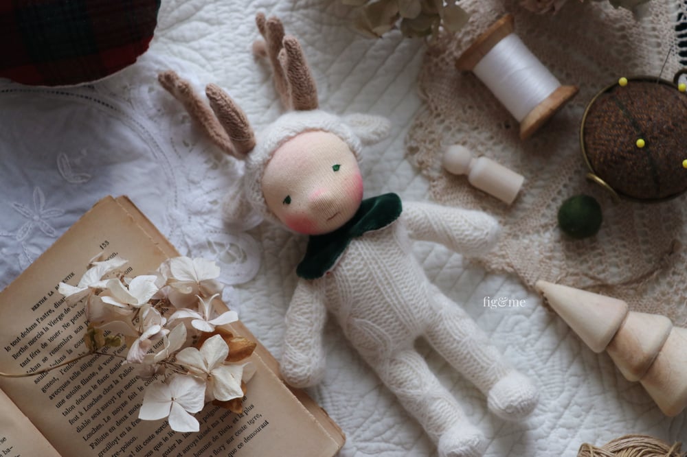 Image of Christmas Reindeer Doll Tinsel | Wee Baby by Fig and Me