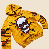 Image 2 of REWORKED CRACKY 3D PUFF SKULL HOODIE SIZE LARGE 