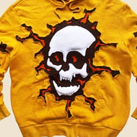 Image 4 of REWORKED CRACKY 3D PUFF SKULL HOODIE SIZE LARGE 