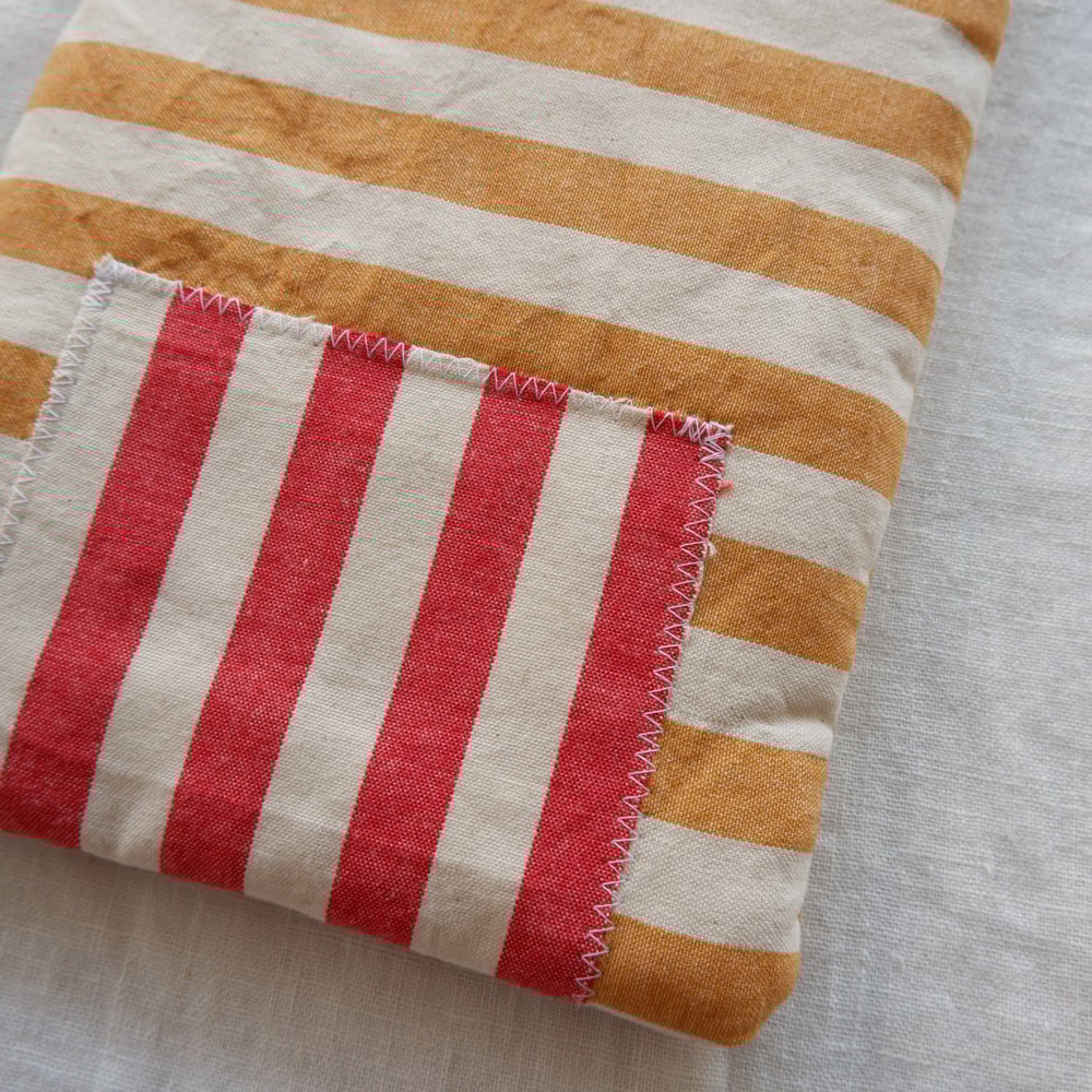 Image of Quilted Book Case in Yellow and Red Canvas