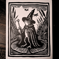 Image of Frederick the frog wizard (Risograph print)