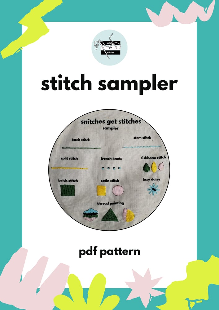 Image of embroidery sampler pdf pattern