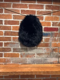 Image 3 of Sheepskin BLACK Wool Leather Shearling Pieces in Roundish Natural Shapes