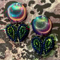 Image 2 of DREAM GLITTER / MOTH Earring - Peacock + Purple Top