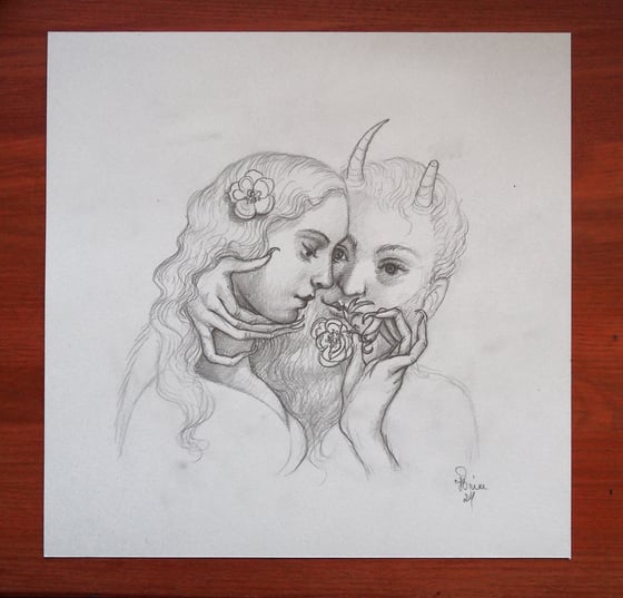 Image of Sketch of a devil and a lady