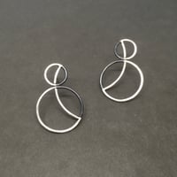 Two-Phase Moon Silver Wire Earrings