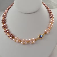 Image 1 of Layered Pearl Necklace with Crystal Clasp
