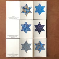 6 Small Hanukkah Holiday Note Cards Star of David BLUE