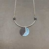 Grey Crescent Moon Necklace with Hematite Beads