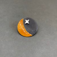 Orange Moon & Star Brooch