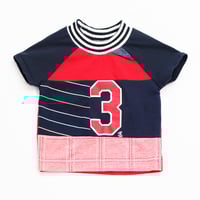 navy blue red three 3T patchwork mix birthday 3 3rd third bday sleeve short tee top shirt boys