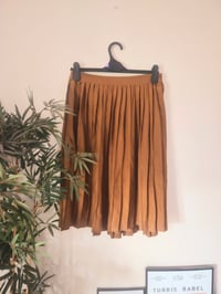 Image 1 of Vintage tan brown pleated skirt 