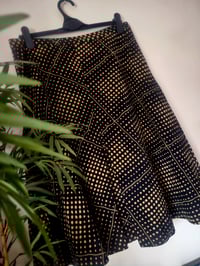 Image 1 of Vintage Black Cream polka dot pleated midi skirt