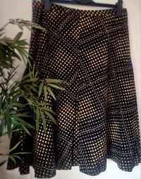 Image 2 of Vintage Black Cream polka dot pleated midi skirt