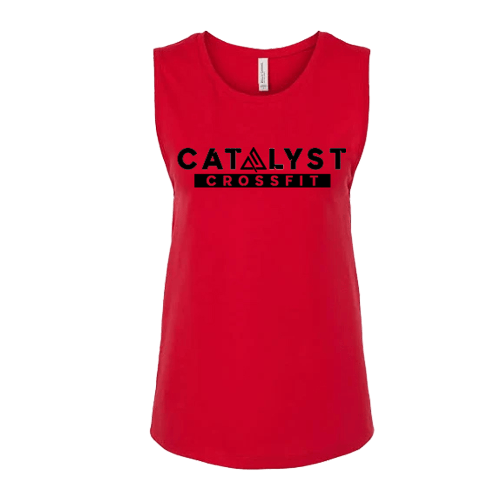 PRE-ORDER: Women's Catalyst CrossFit Logo RED Flowy Scoop Muscle Tank