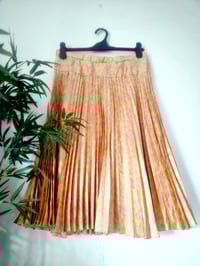 Image 1 of Vintage orange geometric abstract print pleated midi skirt 