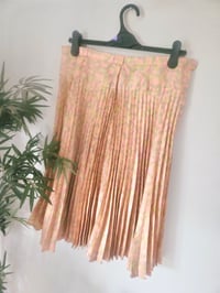 Image 3 of Vintage orange geometric abstract print pleated midi skirt 