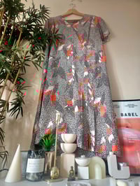 Image 1 of Vintage retro red white black abstract print dress