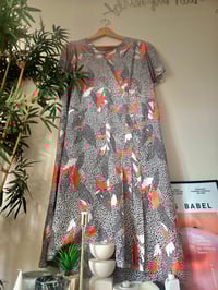 Image 2 of Vintage retro red white black abstract print dress