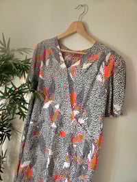 Image 3 of Vintage retro red white black abstract print dress