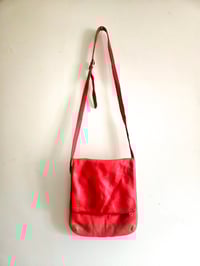 Image 1 of Vintage real leather Pillarbox red multi zip utility messenger bag
