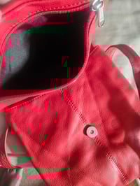 Image 3 of Vintage real leather Pillarbox red multi zip utility messenger bag