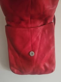 Image 4 of Vintage real leather Pillarbox red multi zip utility messenger bag