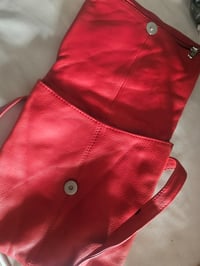 Image 5 of Vintage real leather Pillarbox red multi zip utility messenger bag