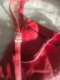 Image 7 of Vintage real leather Pillarbox red multi zip utility messenger bag