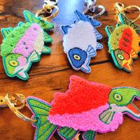 Image 1 of Fur Bearing Trout Embroidered Keychains *SOME ON PREORDER