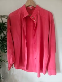 Image 1 of Vintage coral red silk blouse 