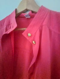 Image 3 of Vintage coral red silk blouse 
