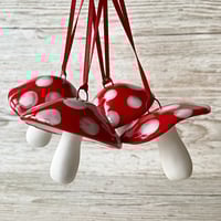 Image 3 of SALE Red and White Hanging Mushroom Decoration