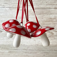 Image 3 of Red and White Hanging Mushroom Decoration