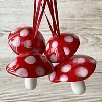 Image 1 of SALE Red and White Hanging Mushroom Decoration
