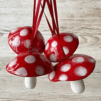 Image 1 of Red and White Hanging Mushroom Decoration