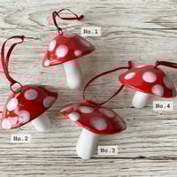 Image 2 of SALE Red and White Hanging Mushroom Decoration