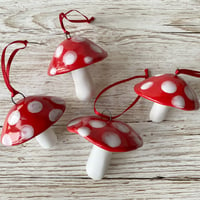 Image 5 of Red and White Hanging Mushroom Decoration