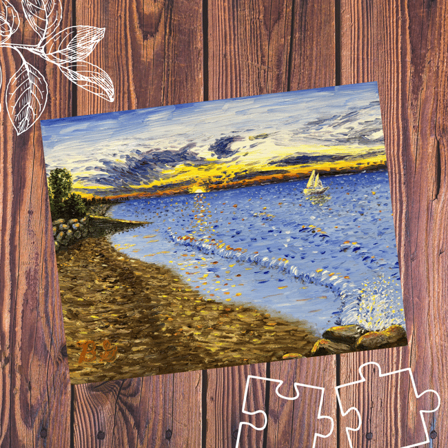Lake Erie Sunset Scenery Puzzle (200 or 500 pc.)