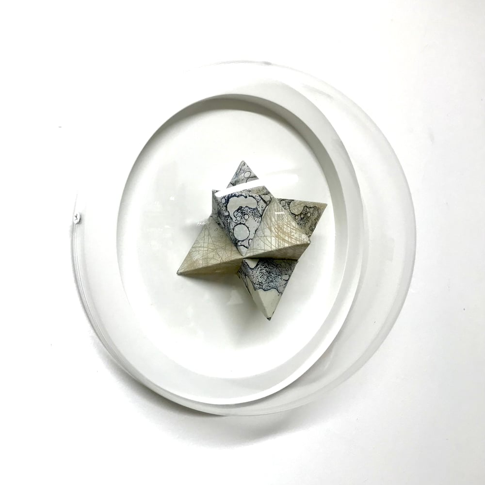 Image of Polyhedral Dome - Two tetrahedrons in Payne's grey and gold