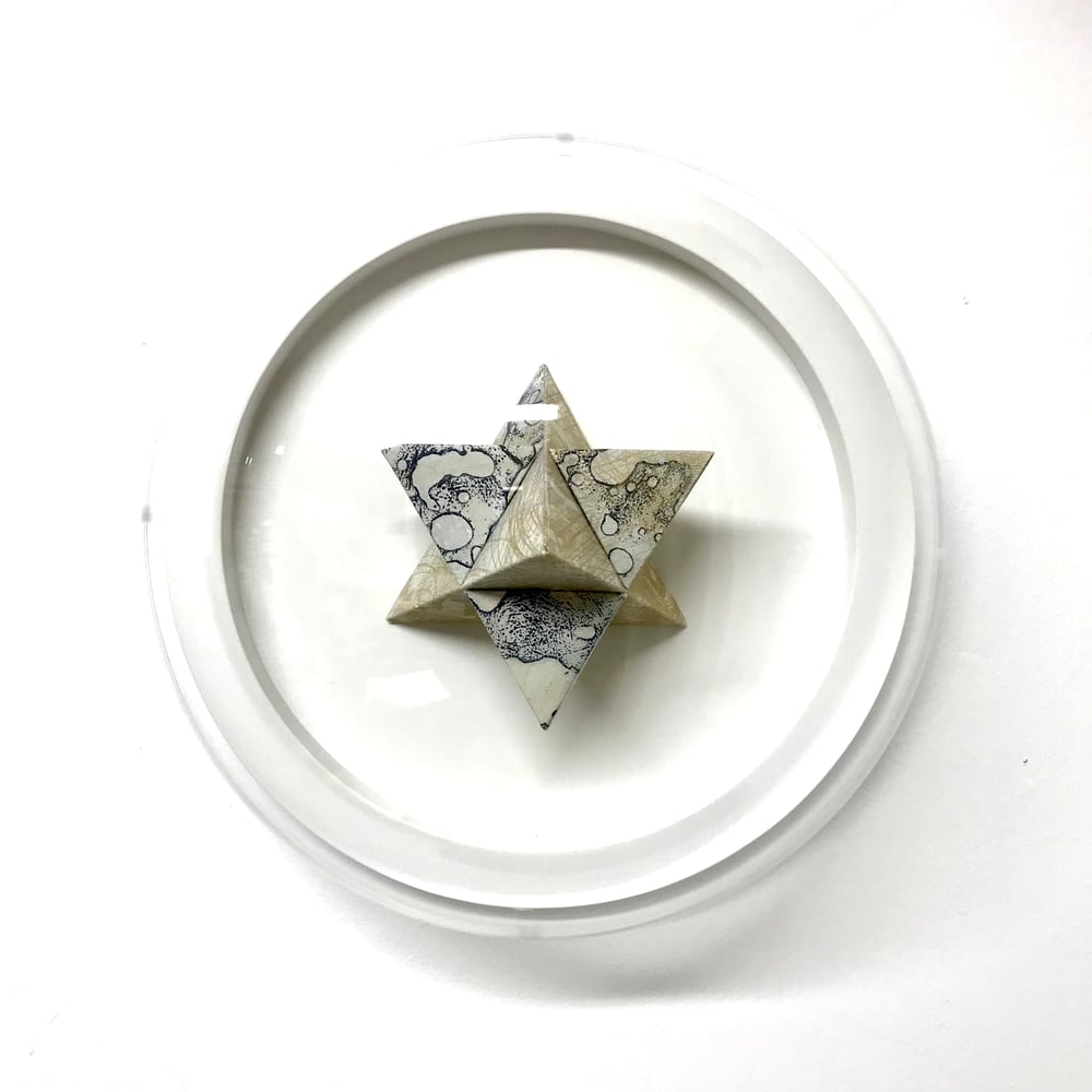 Image of Polyhedral Dome - Two tetrahedrons in Payne's grey and gold