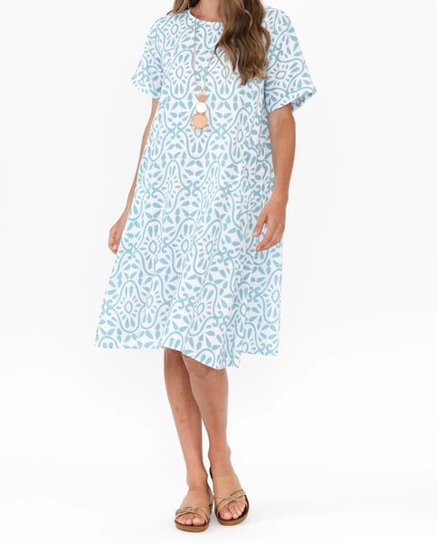 Image of Lizzie Linen / Cotton Dress - Damask