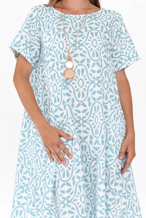 Image of Lizzie Linen / Cotton Dress - Damask