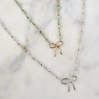 Image 1 of Gemstone Sparkle Necklace with Bow Charm