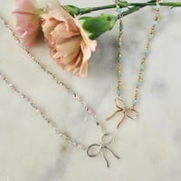 Image 2 of Gemstone Sparkle Necklace with Bow Charm
