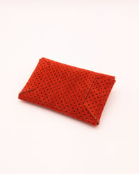 Image 3 of Red Perforated Suede Card Holder