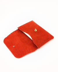 Image 4 of Red Perforated Suede Card Holder