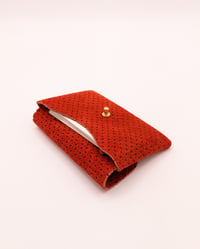 Image 5 of Red Perforated Suede Card Holder